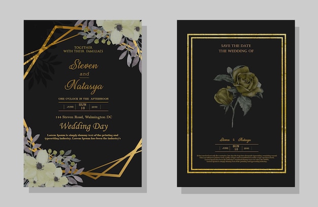 Invitation De Mariage De Vecteur Sertie De Fleurs Psd