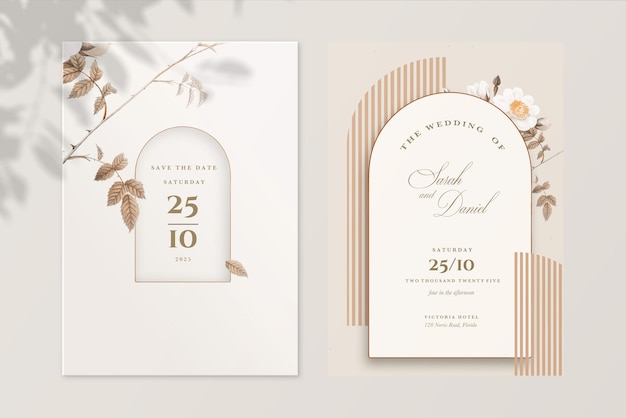Invitation de mariage vintage et réservez la date