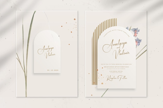Invitation de mariage vintage et réservez la date