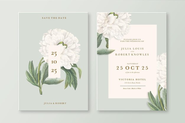 Invitation De Mariage Vintage Avec Des Roses Blanches