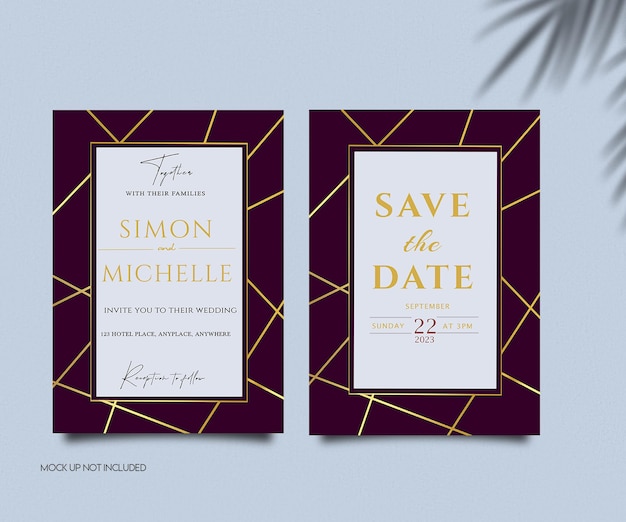 PSD invitations de mariage élégantes motifs floraux