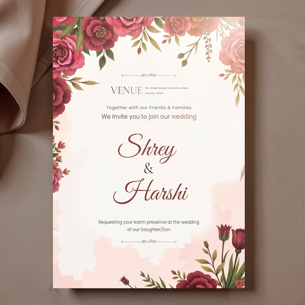 Invito al matrimonio di Shrey Harshis
