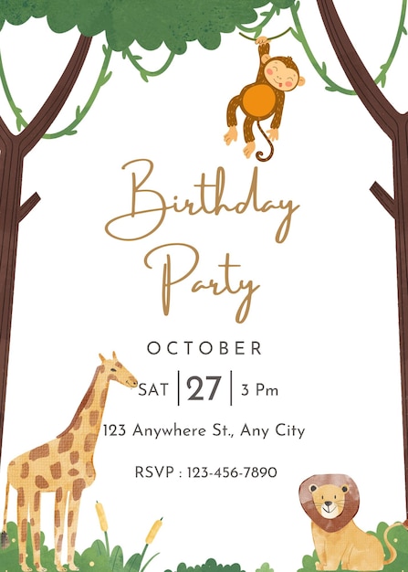 Invito per il biglietto di compleanno dei Brown Green Kids 1