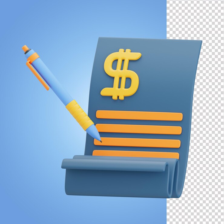 PSD invoice 3d illustration