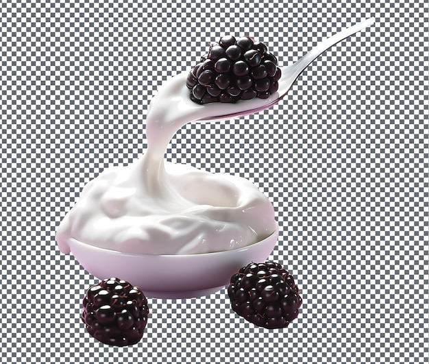 Iogurte de Blackberry tão doce isolado em fundo transparente