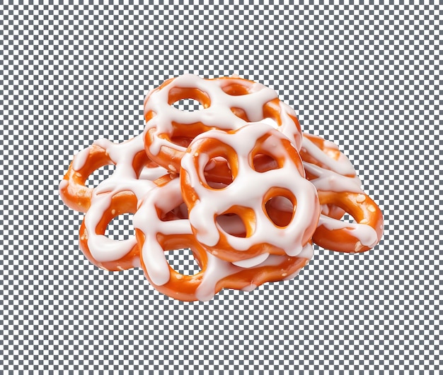 Iogurte delicioso coberto pretzels isolados em fundo transparente