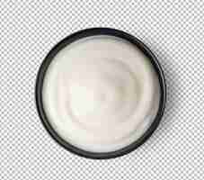 PSD iogurte em tigela preta isolada na camada alfa