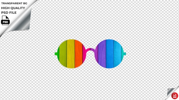 PSD ios gafas de madera de colores pared psd transparente