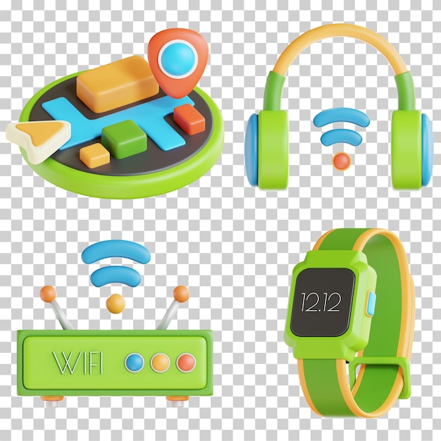IoT establece ilustración 3d