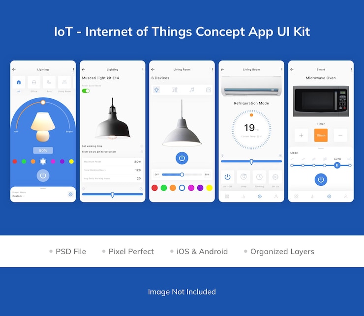 PSD iot: kit de interfaz de usuario de la aplicación de concepto de internet de las cosas
