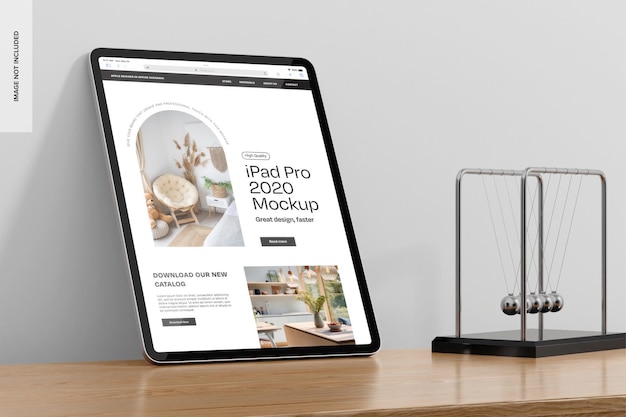 PSD ipad pro 2020 en el escenario de office mockup vista derecha