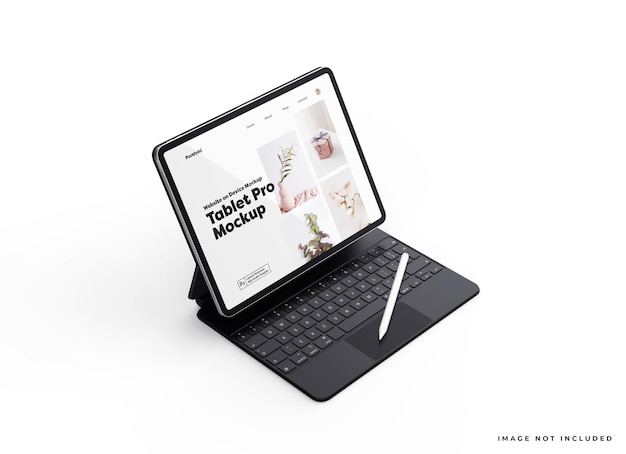 PSD ipad pro com maquete de teclado mágico