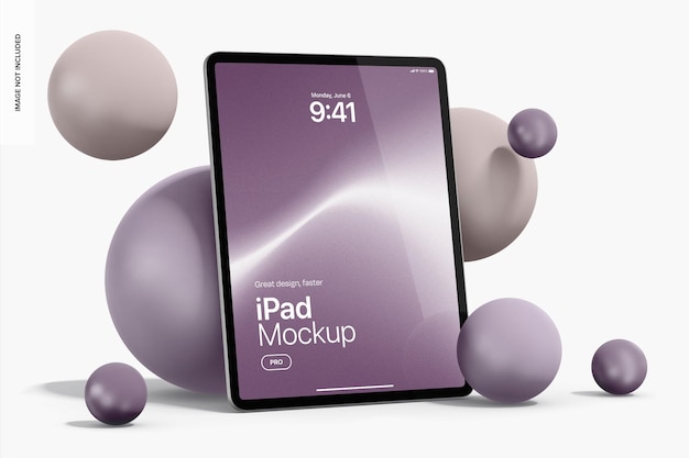 iPad Pro con la perspectiva de la maqueta de las esferas