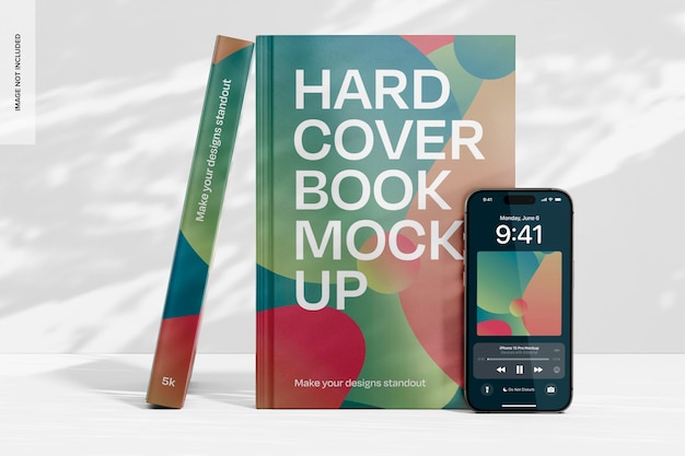 iPhone 15 Pro com livros Mockup Front View
