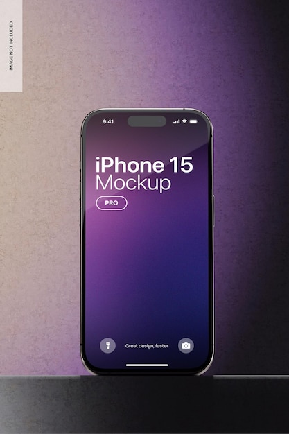 iPhone 15 Pro con maqueta de luz cromática en la vista delantera