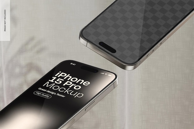 Iphone 15 Pro Sur Une Maquette D'espace Minimaliste En Gros Plan