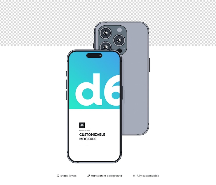 PSD iphone 15 pro mockup personalizable con fondo editable