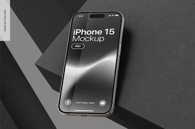 iPhone 15 pro avec le modèle 02 des podiums flottants