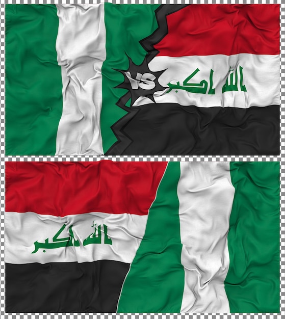 L'Irak contre le Nigéria Half Combined Flag Cloth Bump Texture Rendering 3D