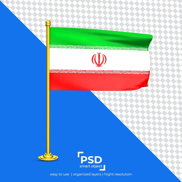 PSD irán bandera ondeante conjunto aislado sobre fondo transparente