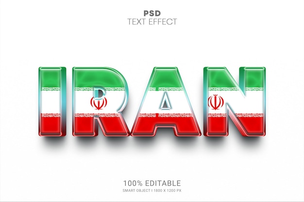 Irán psd diseño de efecto de texto editable