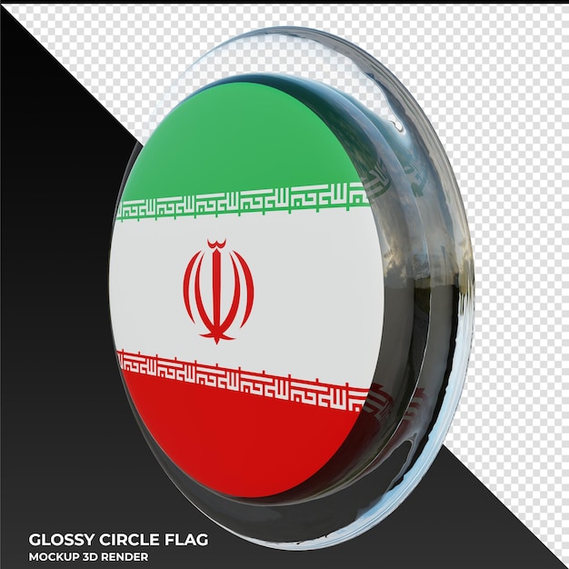 Iran0002 Bandera de círculo brillante con textura 3d realista