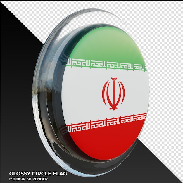Iran0003 Bandera de círculo brillante con textura 3d realista