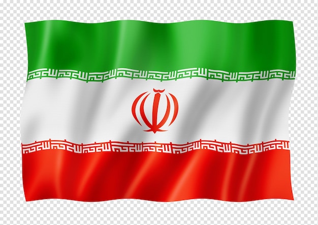 Iranische flagge isoliert auf weißem banner