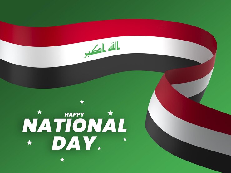 Iraq flag element design national independence day banner ribbon psd