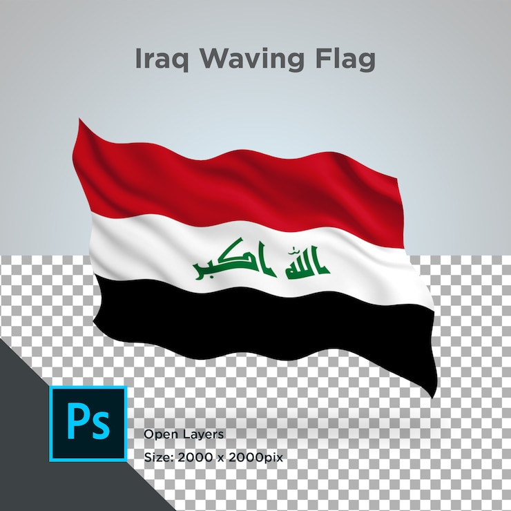 PSD iraq flag wave transparent psd