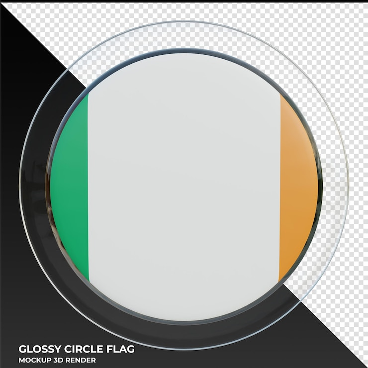 PSD ireland realistic 3d textured glossy circle flag
