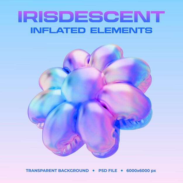 Iridescent Inflated 3D Bubble Elements