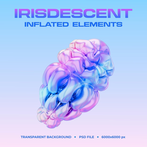 Iridescent Inflated Elements 3D Render
