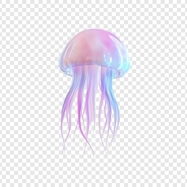 Iridescent Jellyfish 3D Render Ocean Aquatic Purple Pink Bioluminescent Transparent Glowing