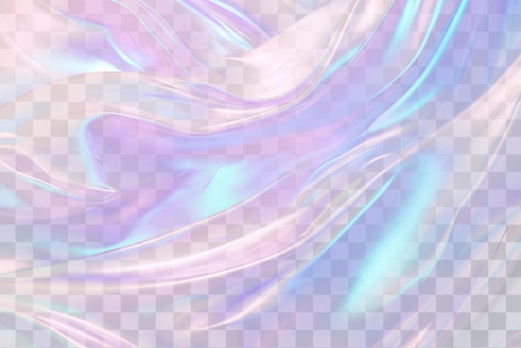 PSD iridescent silky fabric waves png texture overlay transparent background