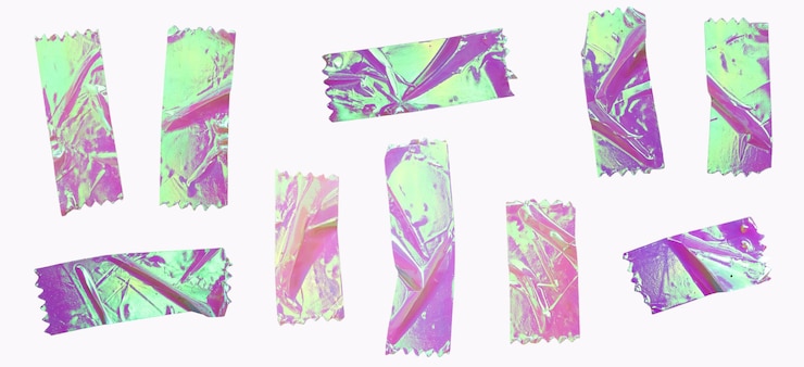 PSD iridescent washi tape strips