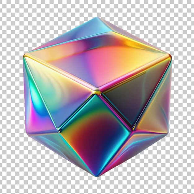 Iridescente 3D abstracto cubo blando forma PNG aislado