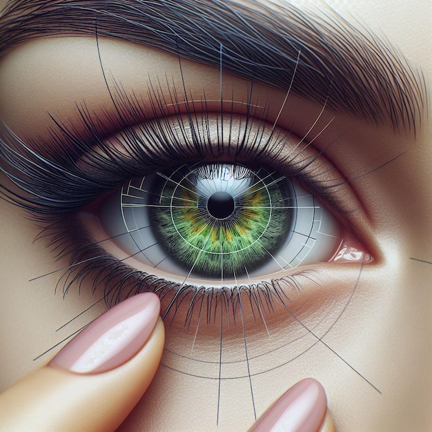 Iris Féminin Hyperréaliste œil Macro Peau Du Visage Illustration Colorée Brillante Brillante