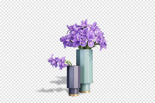 Iris fiori di vaso in rendering 3d