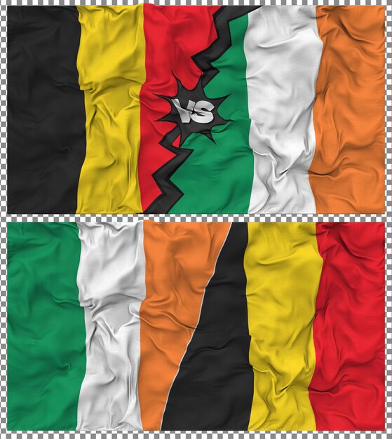 Irlanda contra Bélgica Media bandera combinada con textura en 3D