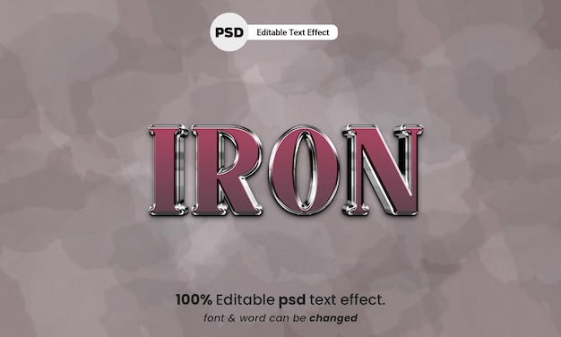 Iron 3d bearbeitbarer texteffekt