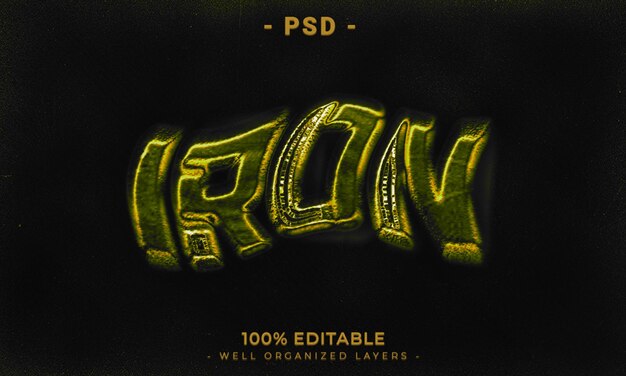 iron 3d editable text effect style with background