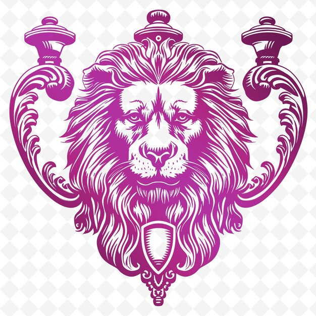 PSD iron door knocker outline mit lion design und shield accen illustration dekor motive sammlung