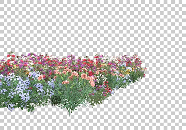 Isla de flores sobre fondo transparente Ilustración de renderizado 3d