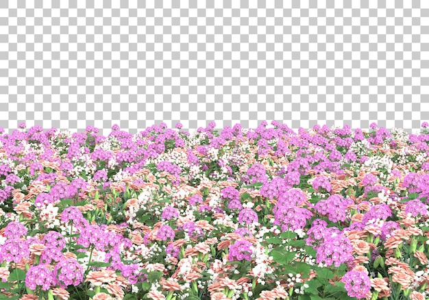 Isla de flores sobre fondo transparente Ilustración de renderizado 3d