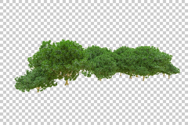 Isla de follaje aislada sobre fondo blanco ilustración de representación 3d