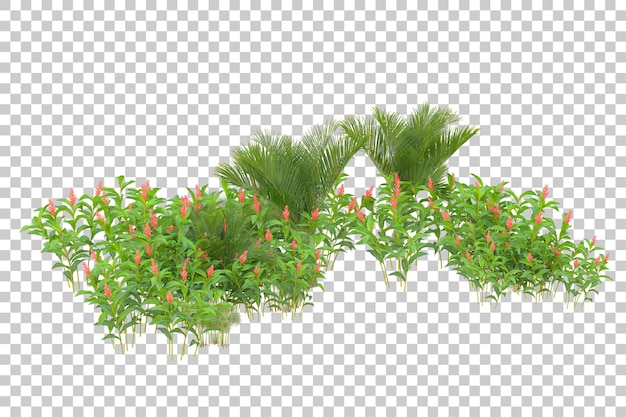 Isla de follaje aislada sobre fondo blanco ilustración de representación 3d