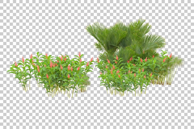 Isla de follaje aislada sobre fondo blanco ilustración de representación 3d