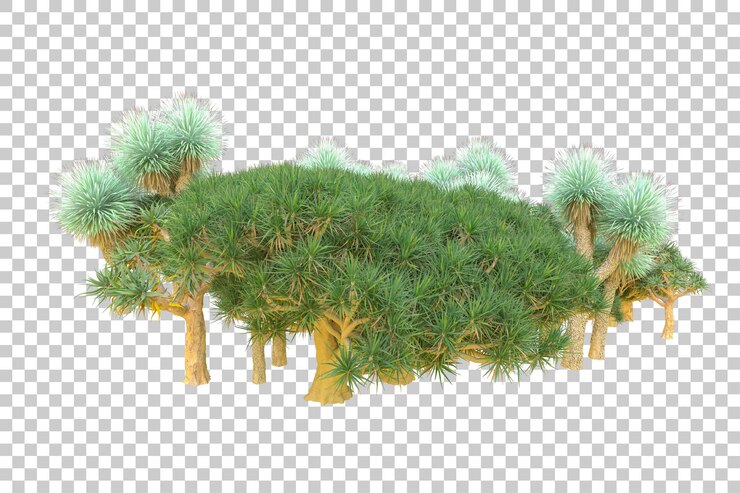 PSD isla de follaje aislada sobre fondo blanco ilustración de representación 3d