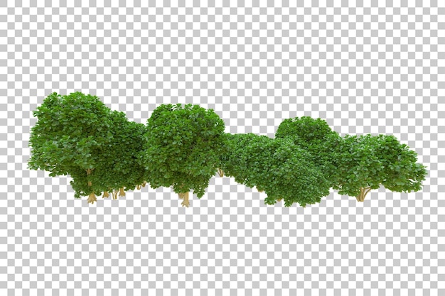 Isla de follaje aislada sobre fondo blanco ilustración de representación 3d